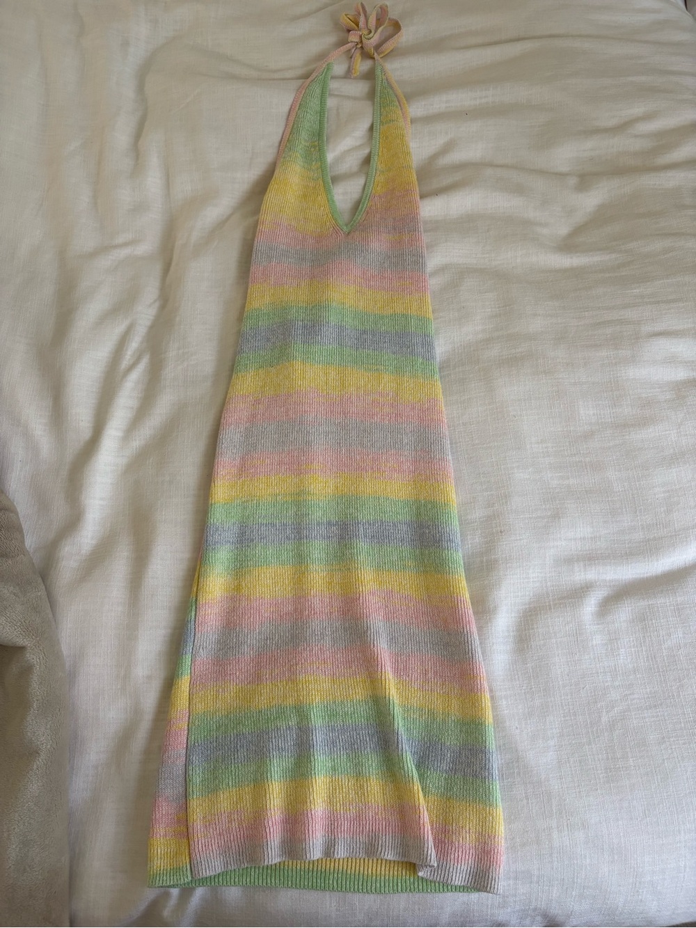 Target Pastel Stripe Backless Halter Dress